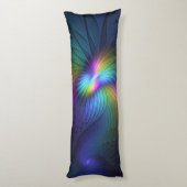 青カラフル色の抽象芸術モダンフラクタル ボディピロー (裏面 (縦))