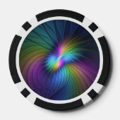 青カラフル色の抽象芸術モダンフラクタル ポーカーチップ (裏面)