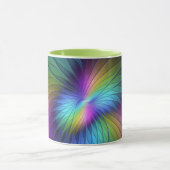 青カラフル色の抽象芸術モダンフラクタル マグカップ (中央)