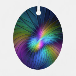 青カラフル色の抽象芸術モダンフラクタル メタルオーナメント