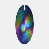 青カラフル色の抽象芸術モダンフラクタル メタルオーナメント (正面左)