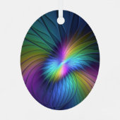 青カラフル色の抽象芸術モダンフラクタル メタルオーナメント (裏面)