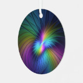 青カラフル色の抽象芸術モダンフラクタル メタルオーナメント (正面左)