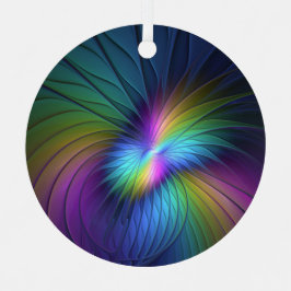 青カラフル色の抽象芸術モダンフラクタル メタルオーナメント