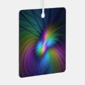 青カラフル色の抽象芸術モダンフラクタル メタルオーナメント (正面右)