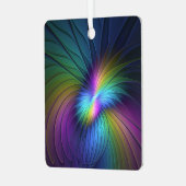 青カラフル色の抽象芸術モダンフラクタル メタルオーナメント (正面左)