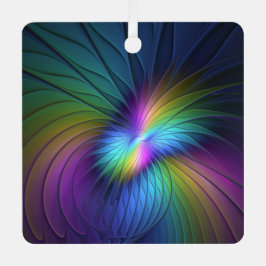 青カラフル色の抽象芸術モダンフラクタル メタルオーナメント