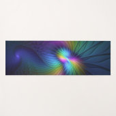 青カラフル色の抽象芸術モダンフラクタル ヨガマット (正面(横))