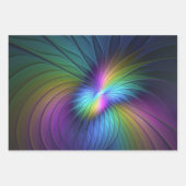 青カラフル色の抽象芸術モダンフラクタル ラッピングペーパーシート (正面)