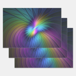 青カラフル色の抽象芸術モダンフラクタル ラッピングペーパーシート