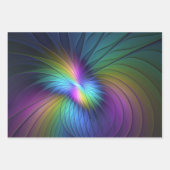 青カラフル色の抽象芸術モダンフラクタル ラッピングペーパーシート (正面3)