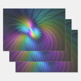 青カラフル色の抽象芸術モダンフラクタル ラッピングペーパーシート