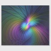 青カラフル色の抽象芸術モダンフラクタル ラッピングペーパー (フラット)