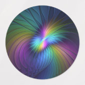 青カラフル色の抽象芸術モダンフラクタル ラベル (デザイン2)