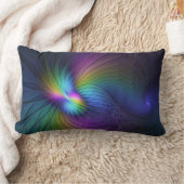 青カラフル色の抽象芸術モダンフラクタル ランバークッション (ブランケット)