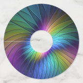 青カラフル色の抽象芸術モダンフラクタル ワイングラスタグ (裏面)