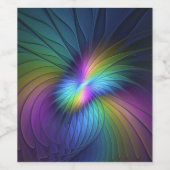 青カラフル色の抽象芸術モダンフラクタル ワインラベル (シングルラベル)