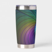 青カラフル色の抽象芸術モダンフラクタル 保温保冷タンブラー (正面)