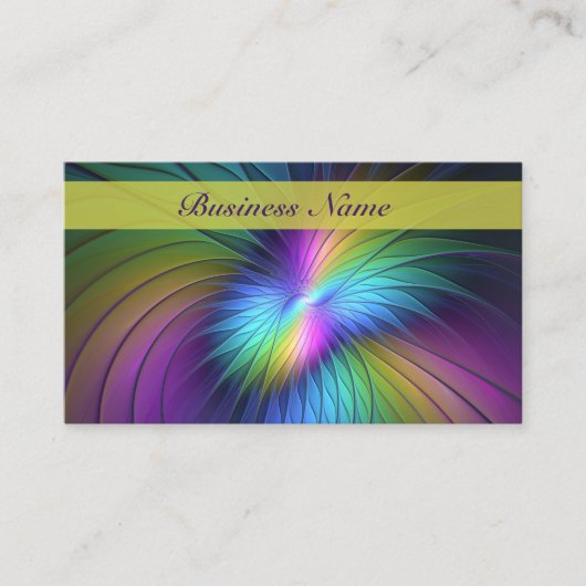 青カラフル色の抽象芸術モダンフラクタル 名刺 (正面)