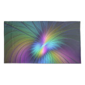 青カラフル色の抽象芸術モダンフラクタル 枕カバー (裏面)