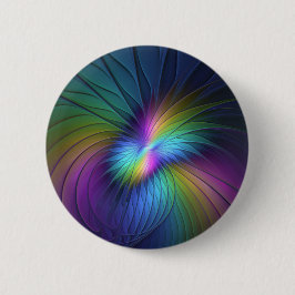 青カラフル色の抽象芸術モダンフラクタル 缶バッジ
