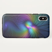 青カラフル色の抽象芸術モダンフラクタル Case-Mate iPhoneケース (裏面(横))