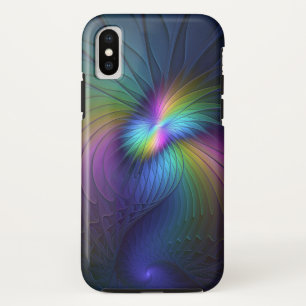 青カラフル色の抽象芸術モダンフラクタル iPhone XSケース