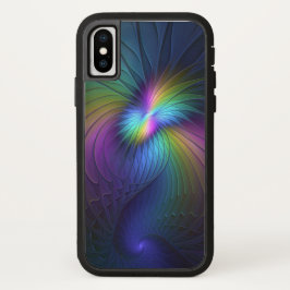 青カラフル色の抽象芸術モダンフラクタル iPhone 13ケース