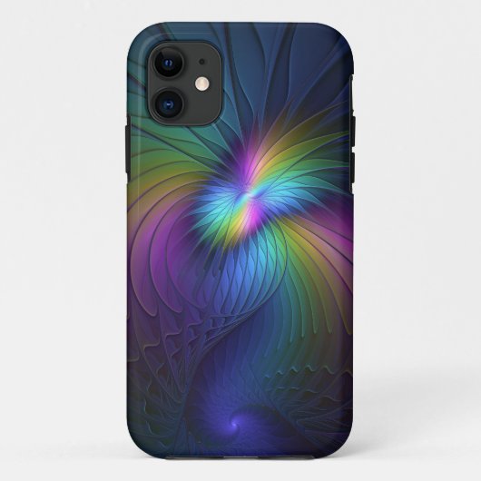 青カラフル色の抽象芸術モダンフラクタル Case-Mate iPhoneケース (裏面)
