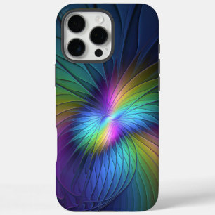 青カラフル色の抽象芸術モダンフラクタル iPhone 16 PRO MAXケース