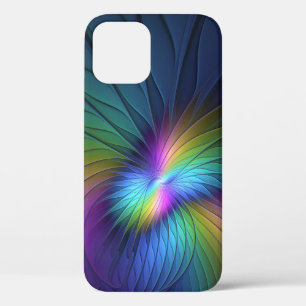青カラフル色の抽象芸術モダンフラクタル iPhone 12 PROケース