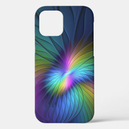 青カラフル色の抽象芸術モダンフラクタル iPhone 12 PROケース
