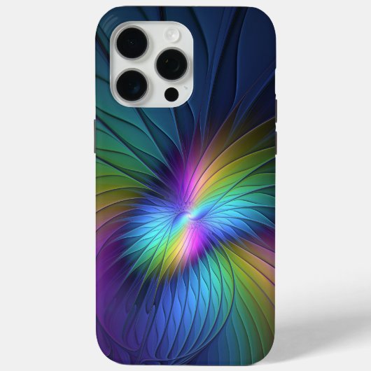 青カラフル色の抽象芸術モダンフラクタル Case-Mate iPhoneケース (裏面)