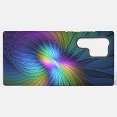 青カラフル色の抽象芸術モダンフラクタル SAMSUNG GALAXYケース (裏面横)
