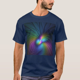 青カラフル色の抽象芸術モダンフラクタル Tシャツ