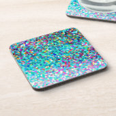 青カラフル色の数々の抽象芸術アートパターン コースター (左側)