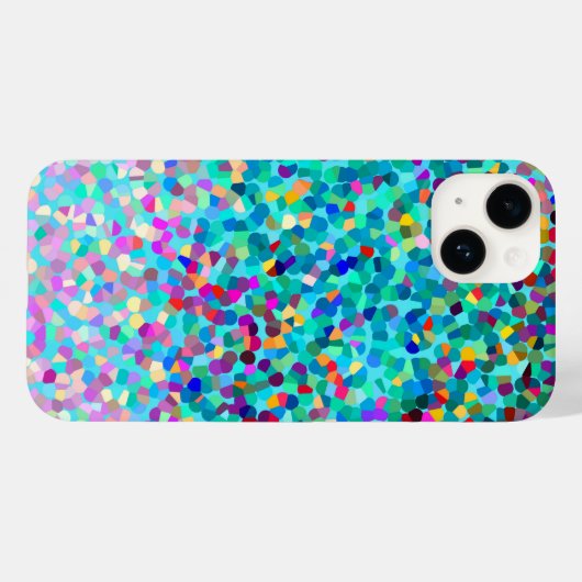 青カラフル色の数々の抽象芸術アートパターン Case-Mate iPhoneケース (裏面 (横))