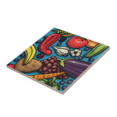 青カラフル色の果物 タイル (側面)