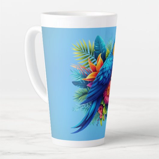 青カラフル色の熱帯マカオ カフェラテマグ (左アングル)