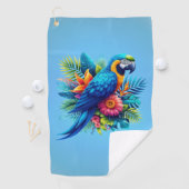 青カラフル色の熱帯マカオ ゴルフタオル (インサイチュ)