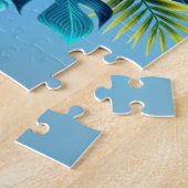 青カラフル色の熱帯マカオ ジグソーパズル (側面)