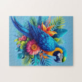 青カラフル色の熱帯マカオ ジグソーパズル (横)