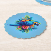 青カラフル色の熱帯マカオ ペーパーコースター (アングル)