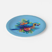 青カラフル色の熱帯マカオ ペーパープレート (アングル)