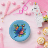 青カラフル色の熱帯マカオ ペーパーボウル (パーティー)