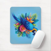 青カラフル色の熱帯マカオ マウスパッド (マウス)
