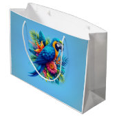 青カラフル色の熱帯マカオ ラージペーパーバッグ (裏面アングル)