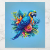 青カラフル色の熱帯マカオ ワインラベル (シングルラベル)