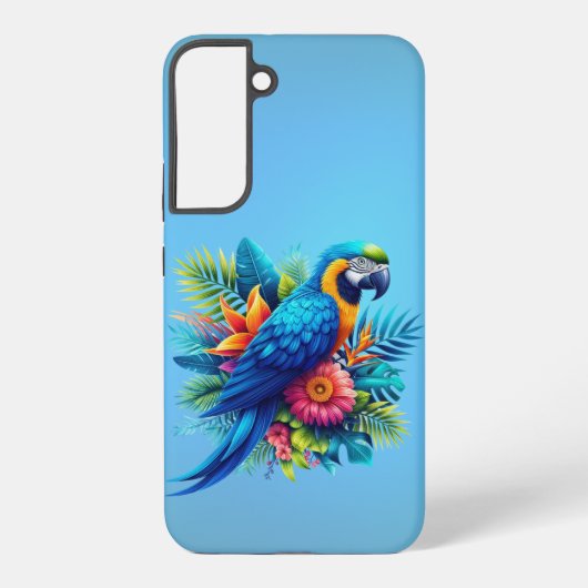 青カラフル色の熱帯マカオ SAMSUNG GALAXYケース (裏面)