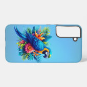 青カラフル色の熱帯マカオ SAMSUNG GALAXYケース (裏面横)